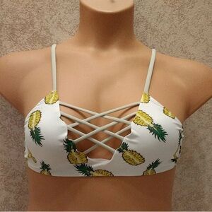 Pineapple Print Crisscross Bikini Top